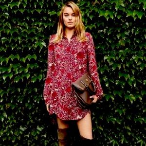 Tory Burch Cora Red long sleeve silk shirt dress